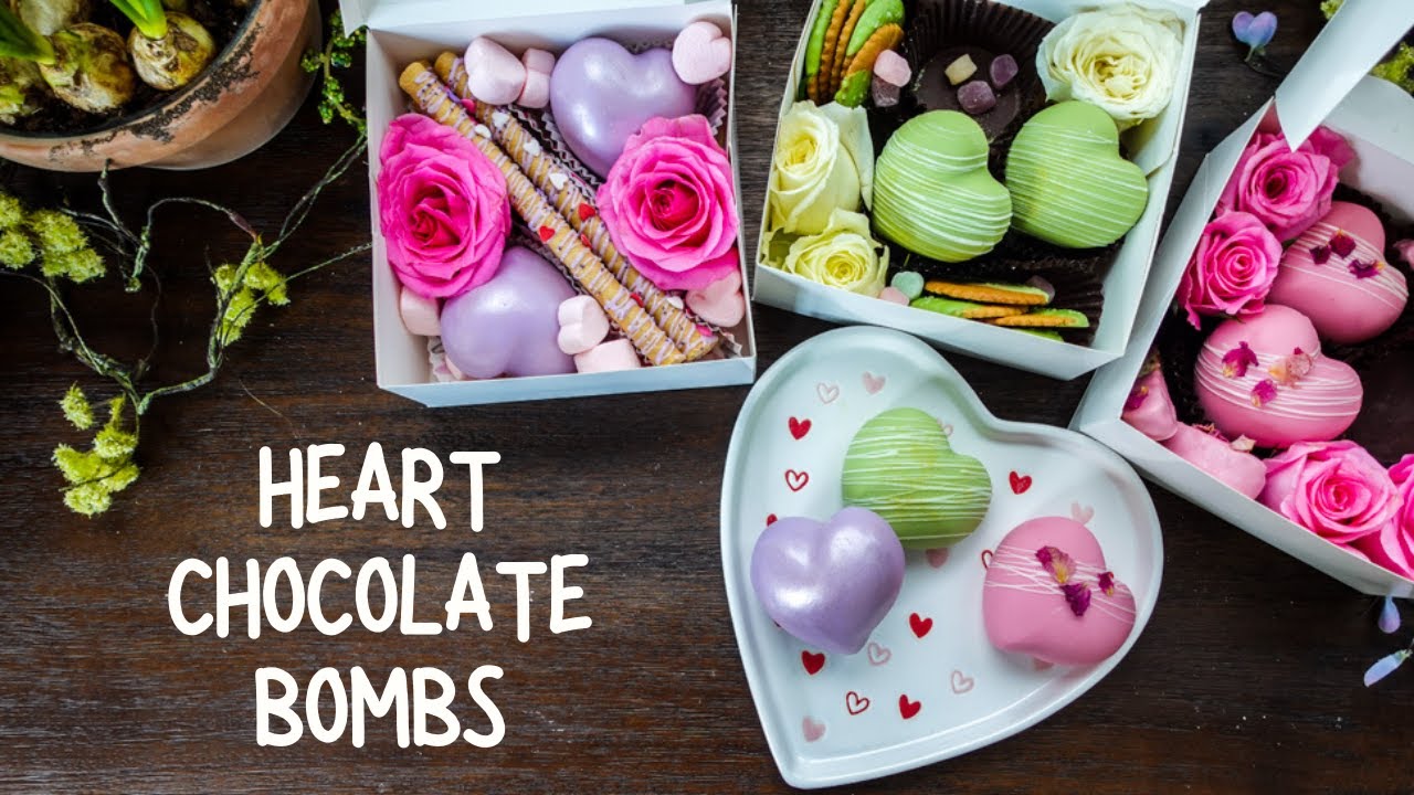 Heart Chocolate Bombs | 3 Flavors: Strawberry, Matcha, and Cherry Blossom