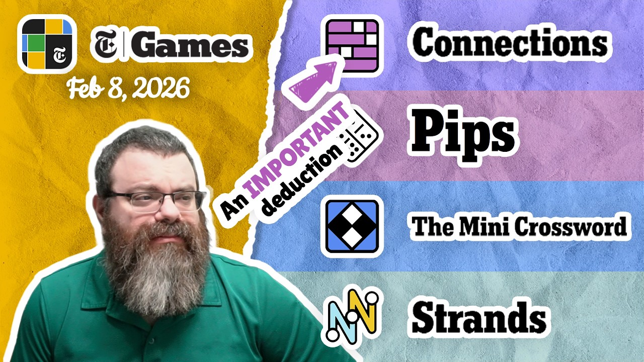 NYT Connections, Pips, Mini Crossword, and Strands | Feb 8, 2026