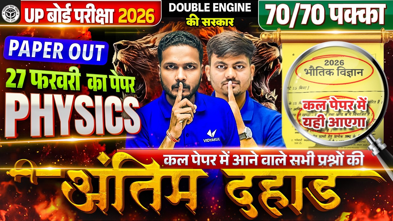 UP Board Class 12th Physics Paper Out | अंतिम दहाड़ | 12 Physics Most Important Questions Exam 2026