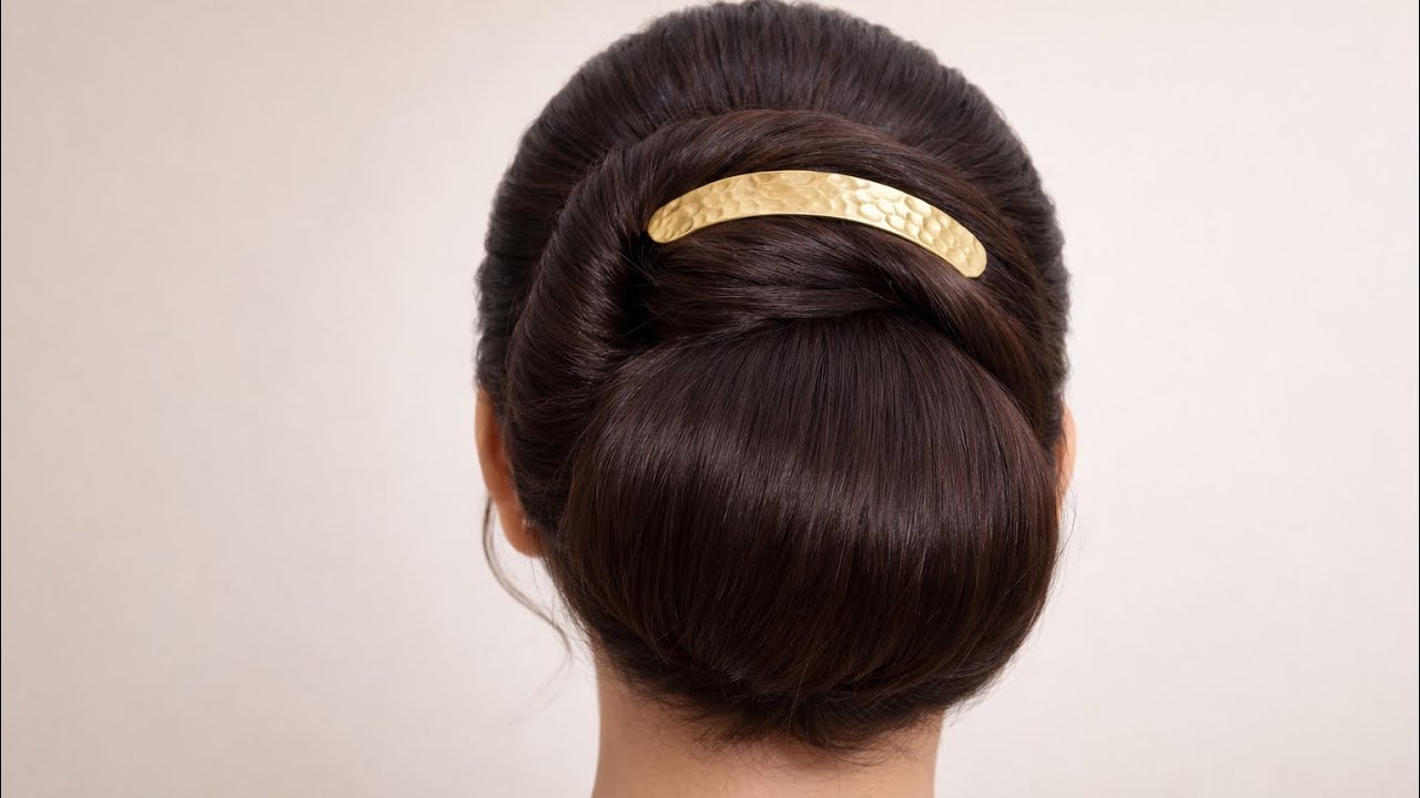 Easy Elegant Bun Hairstyle with Golden Clip ✨ | Simple Party Bun