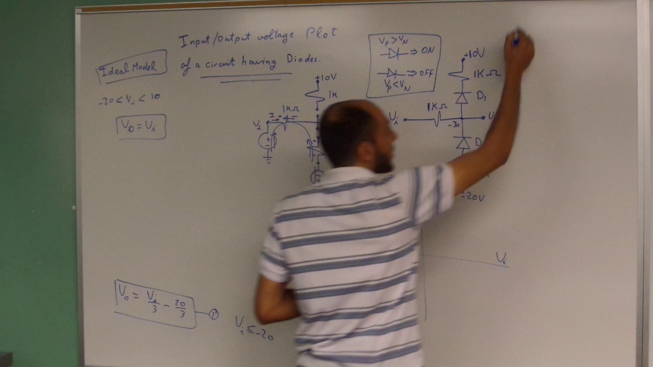 Circuits 2 || Plotting voltages in a circuit that has two Diodes
