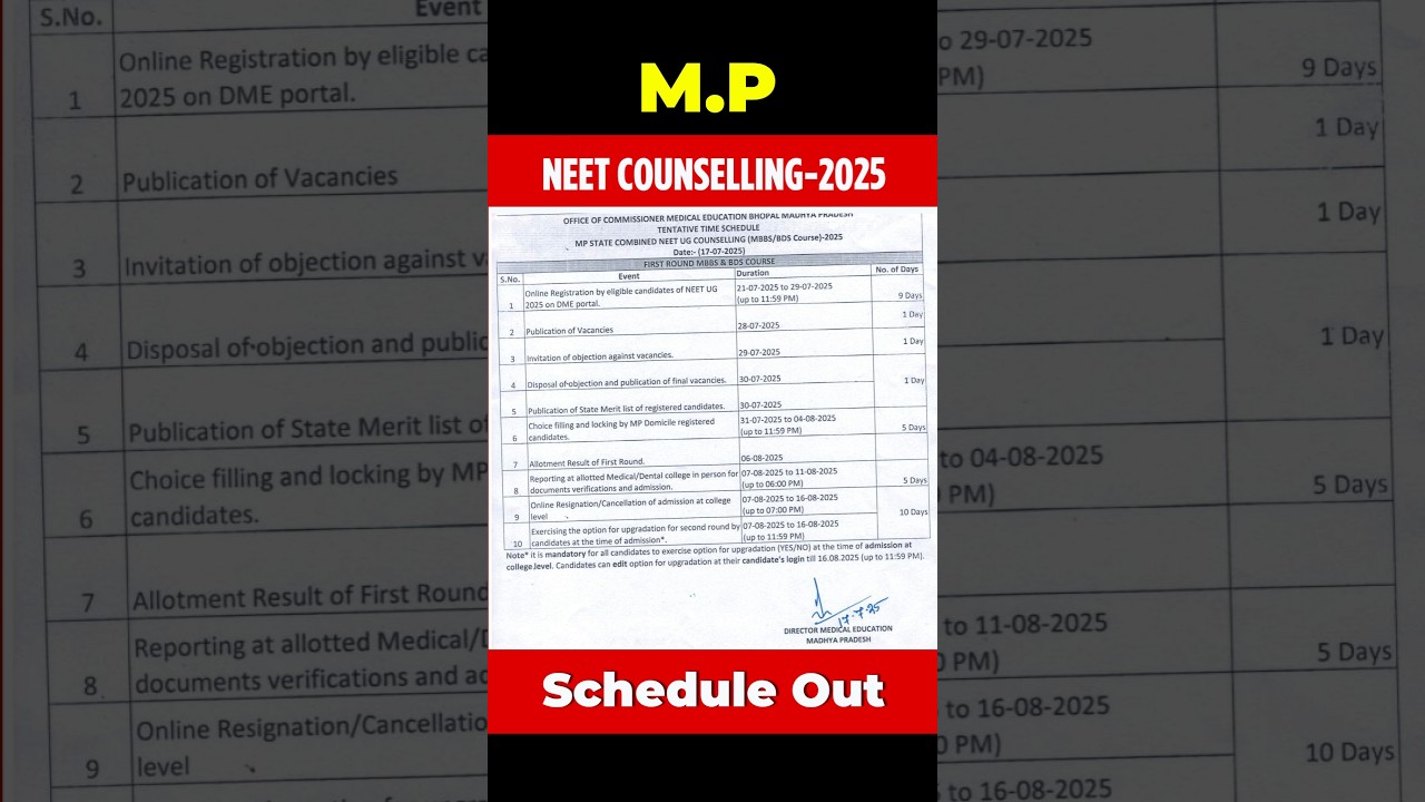 MP NEET Counselling 2025 | #neet2025 #neetcounselling2025