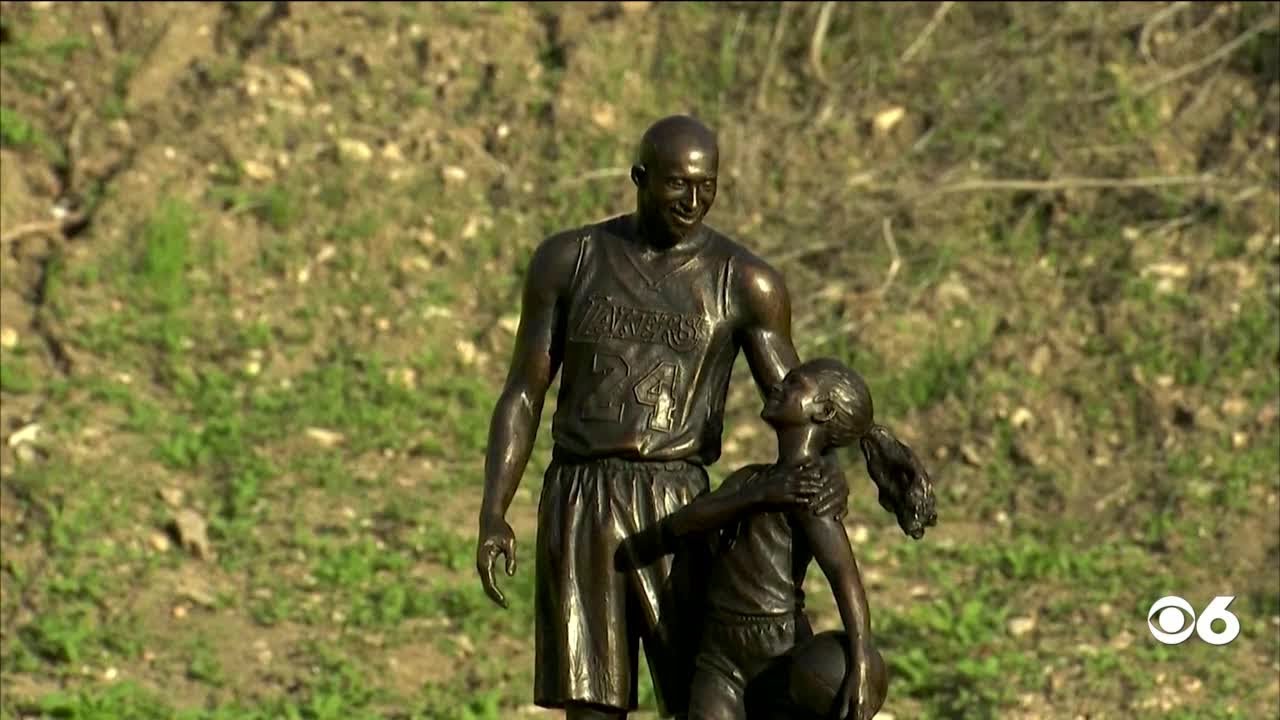 Statue of Kobe Bryant, daughter erected at crash site