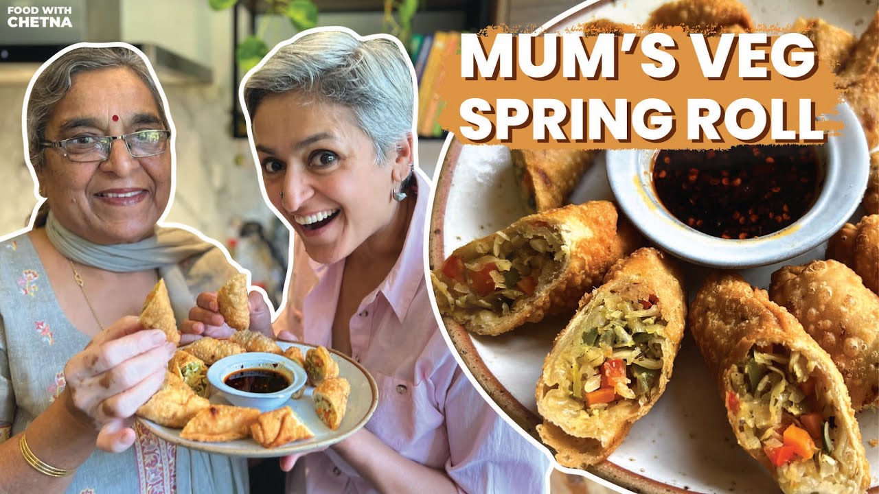 MUMS VEG SPRING ROLL RECIPE | How to make VEGAN spring roll wrappers and filling | Food with Chetna