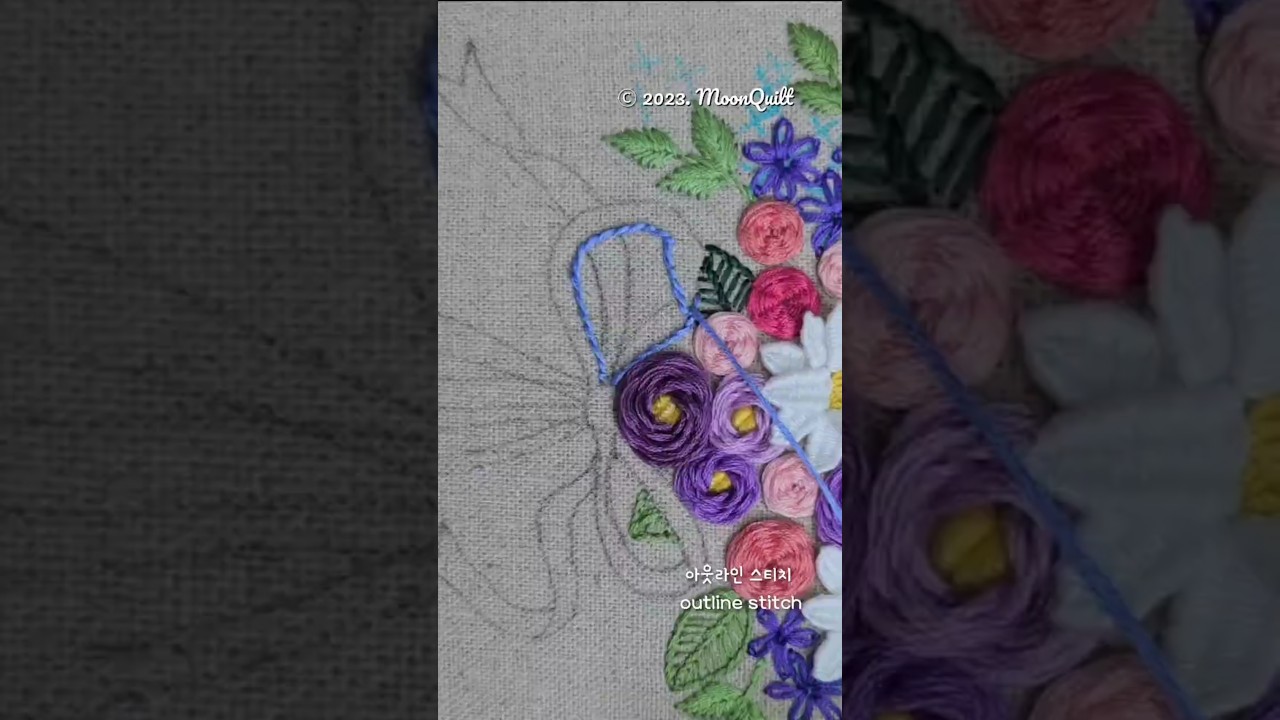 플라워부케 수놓기 How to embroider flower bouquet #프랑스자수 #embroidery #frenchembroidery #꽃자수 #수놓기
