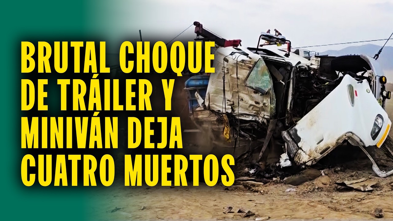 Miniván queda aplastada por tráiler y deja cuatro muertos: Así fueron rescatados dos menores