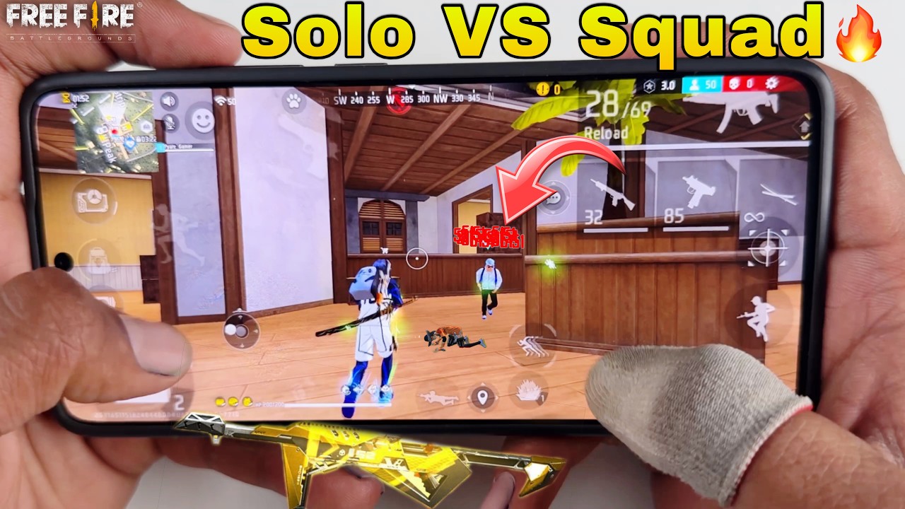 solo vs Squad one tap headshot 2 finger handcam free fire gameplay full map in poco x6 pro