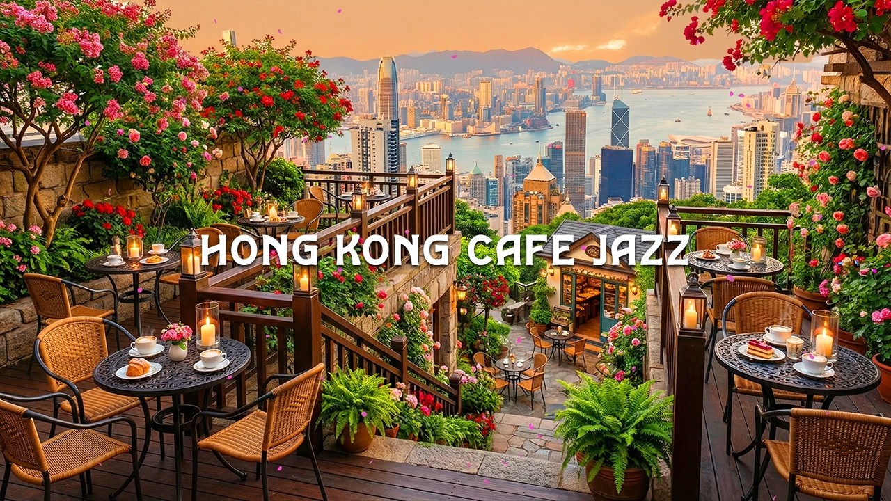 Hong Kong Garden Coffee Jazz 🇭🇰 Skyline Terrace Cafe | Smooth Piano Jazz for Study, Focus & Relax