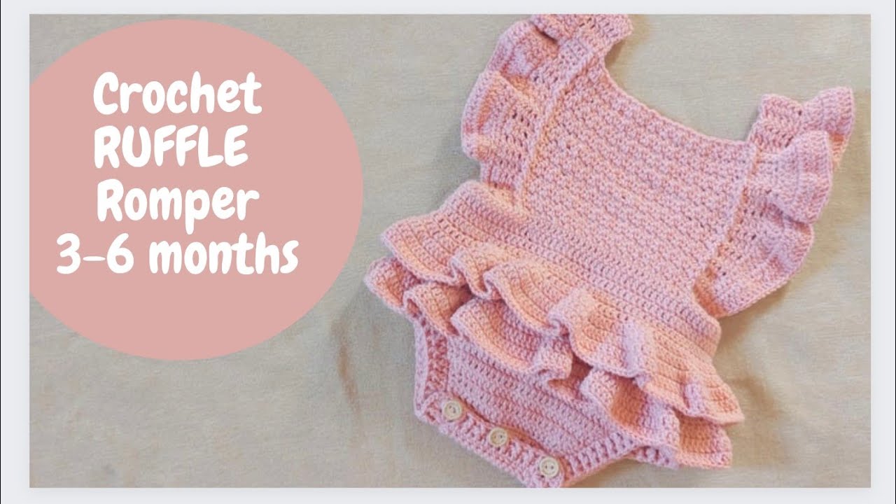 Crochet Ruffle Romper| How to crochet a baby romper| 3-6 months #crochet #winterdresses