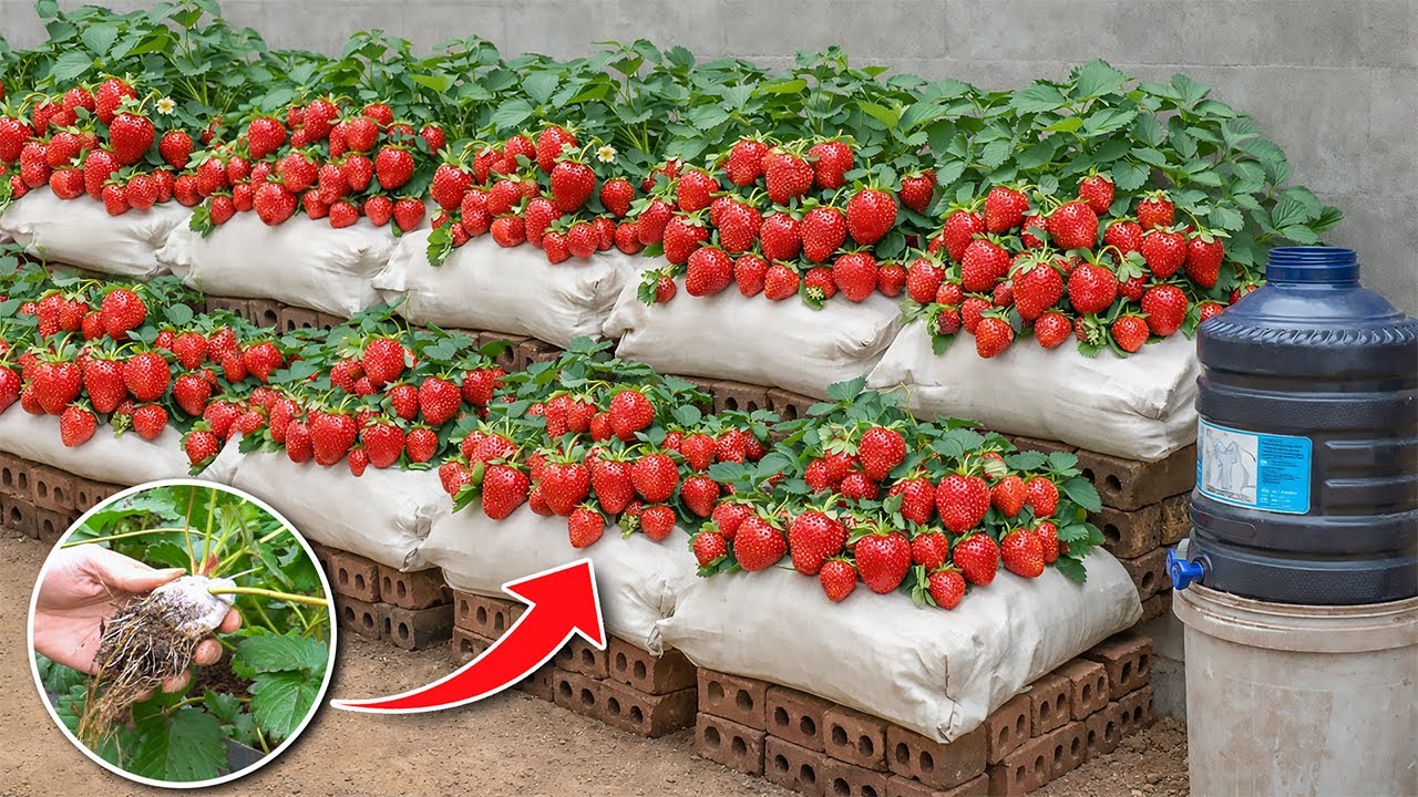 Strawberry: Growing Strawberries Hack 🍓 Auto Irrigation For Extreme Yield