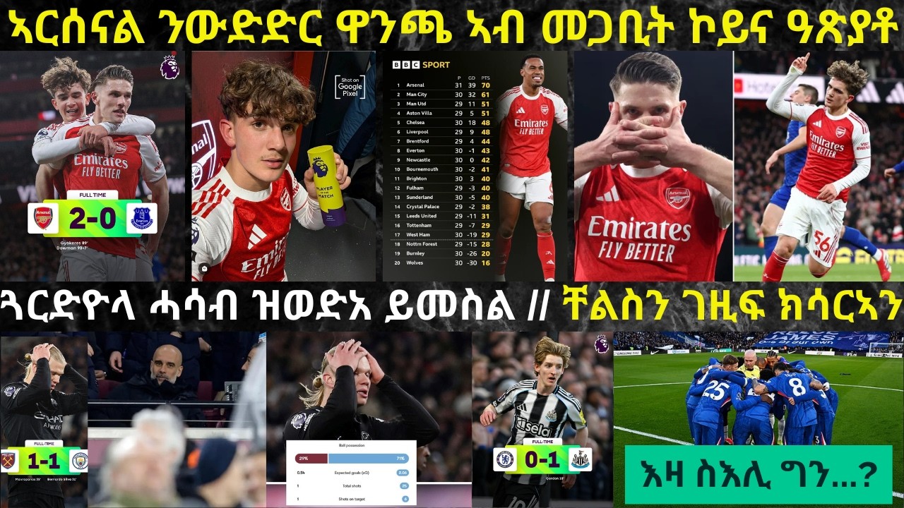 ትንታነ፦ ኣርሰናል ንውድድር ዋንጫ ብ9 ነጥቢ መሪሓቶ // ሲቲ ኢዳ ኢሂባ'ያ // ዳኛ ምስ ተጻወቲ ቸልሲ ኣኼባ ምስታፉን ስዕረታን