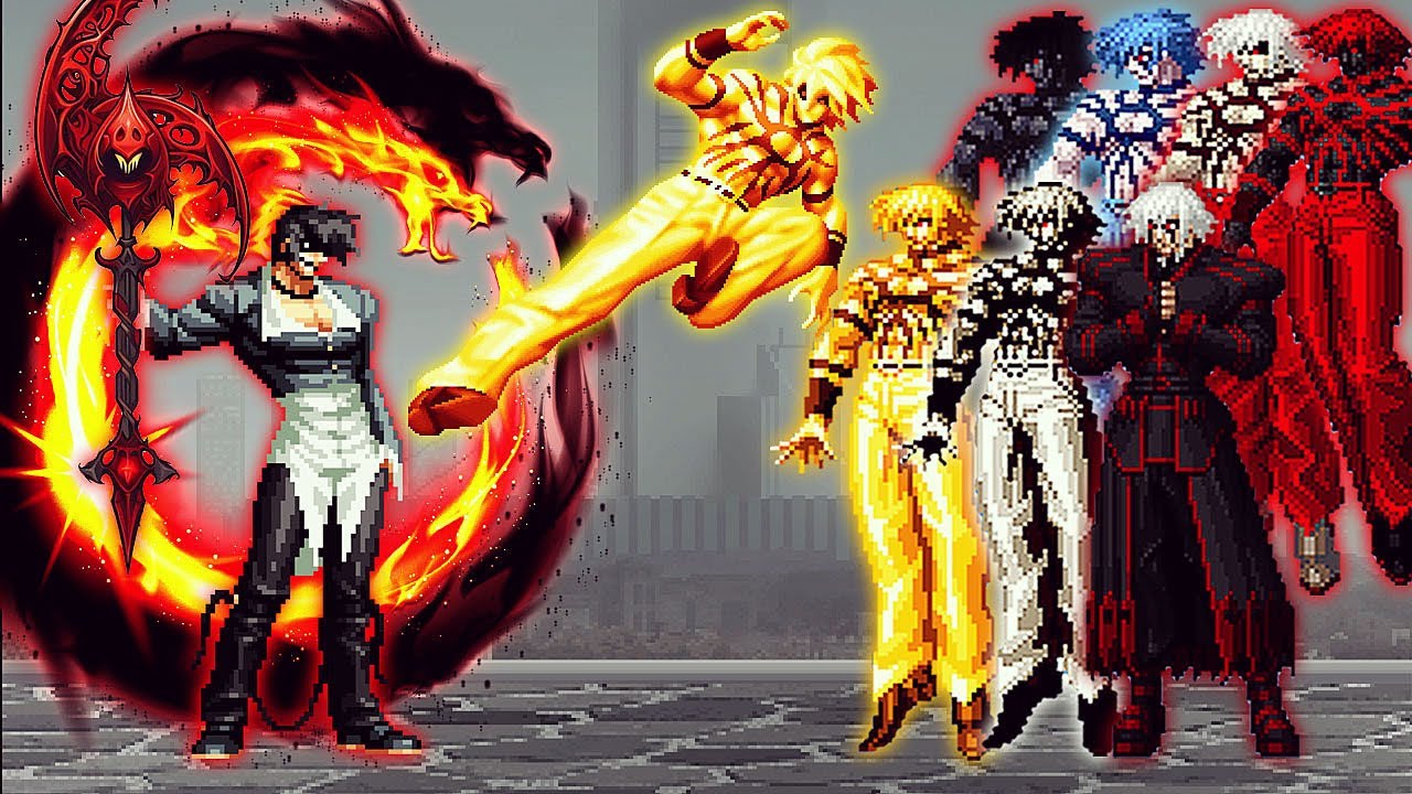 [KOF Mugen] Boss Orochi Iori AR Vs Bosses Orochi Team