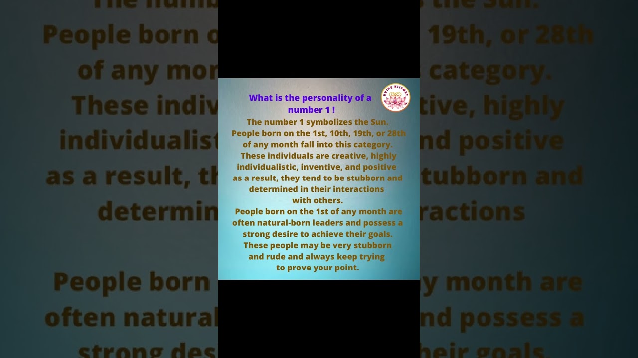 Personalities for number 1 individuals 