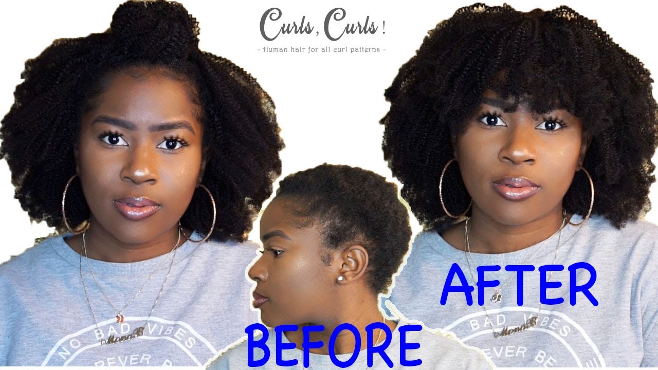WOW!! AFRO KINKY CLIP-INS ON SUPER SHORT 4C NATURAL HAIR!!!CURLSCURLS.COM|MONA B.