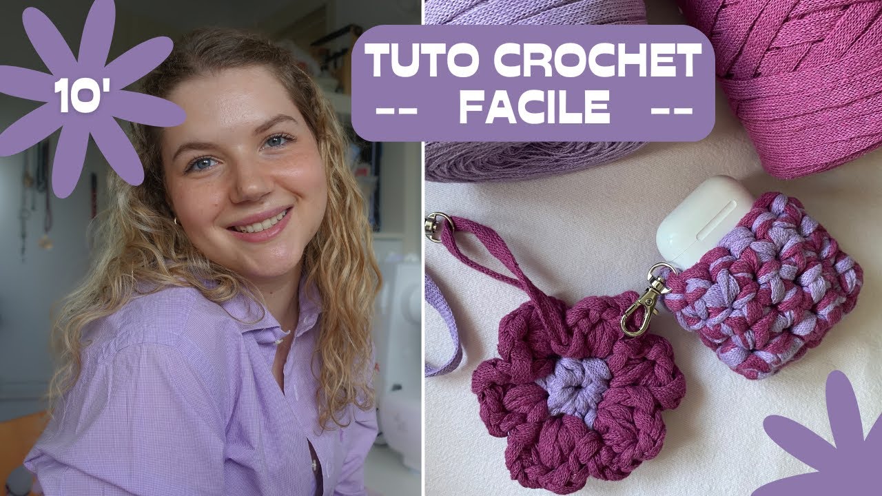 🌸Tuto crochet facile : accessoires sac /fleurs et bo&icirc;te airpods/ 🌸Facile/D&eacute;butant/Rapide