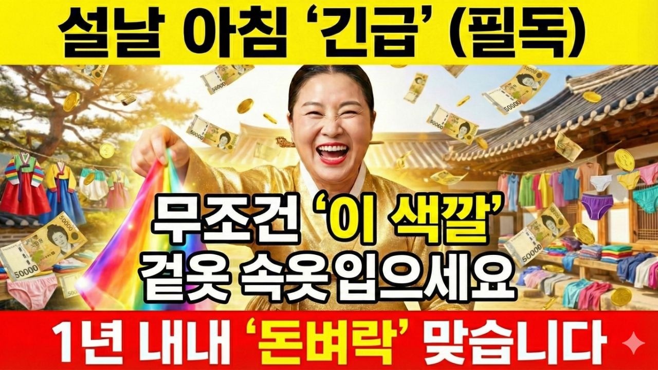 긴급! 2월 17일 설날 명절 아침, ''이 색깔’ 옷 무조건 입으세요! 2026년 막혔던 돈줄 터지고 돈복이 쏟아집니다. 설빔 구정 | 액막이 | 조상복 받는 법 | 벌초 풍수