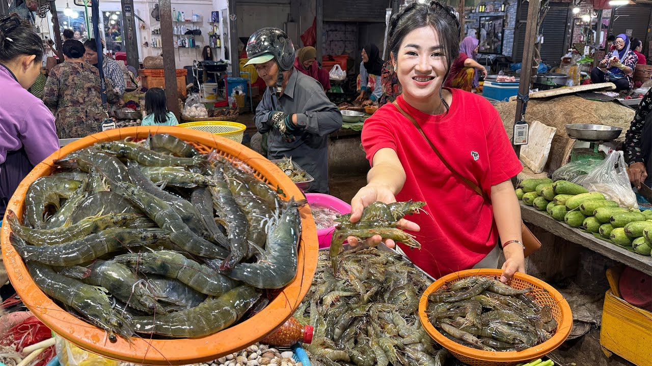Market show: Wow shrimp is so fresh - Delicious shrimps with noodle recipe