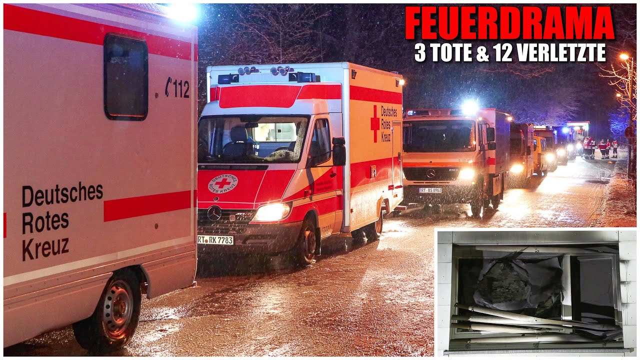 [FEUERDRAMA: 3 TOTE & 12 VERLETZTE!] - Zimmervollbrand in Fachpflegeheim ~ Großeinsatz in Reutlingen