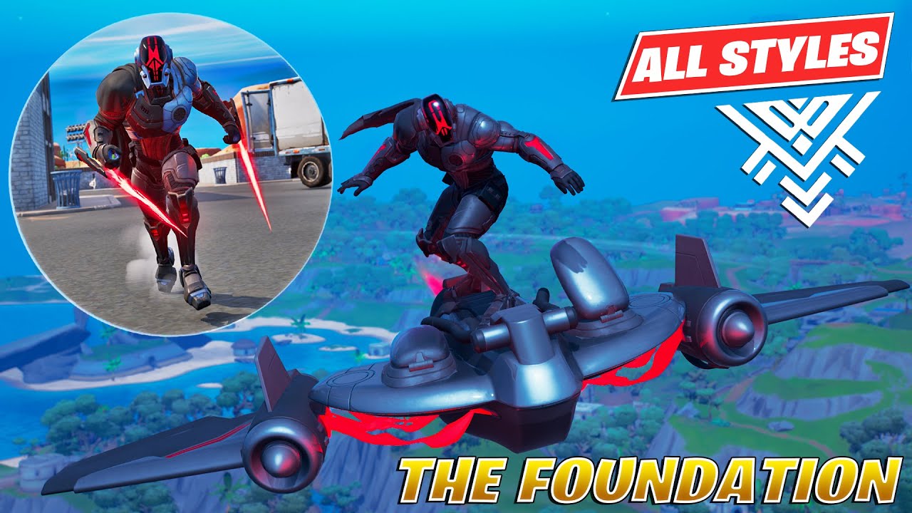 The Foundation Skin (Rocket Wing Glider) All Cosmetics & Styles Gameplay! Fortnite