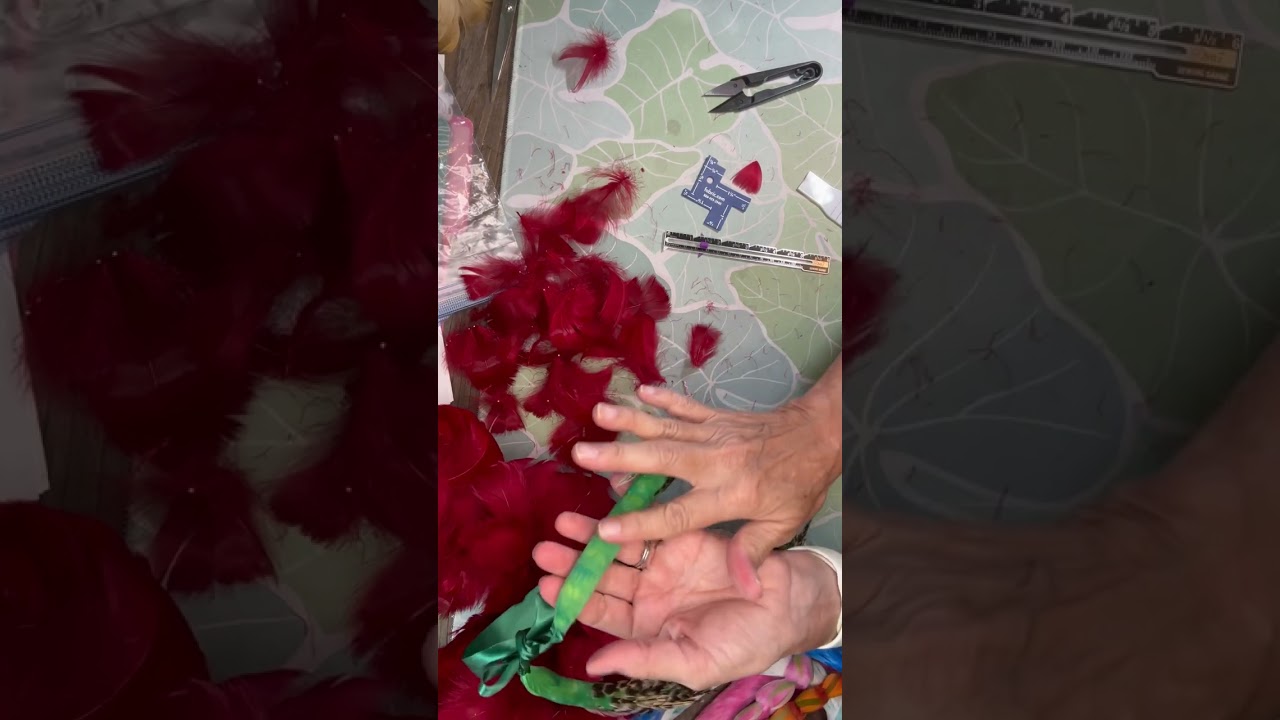 Feather Lei making with goose coquille