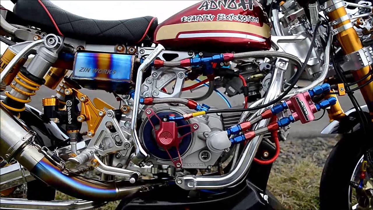 HONDA・MONKEY　ホンダ　モンキー　カスタムバイク　武川4V　 乾式クラッチ　走行＆エンジン音