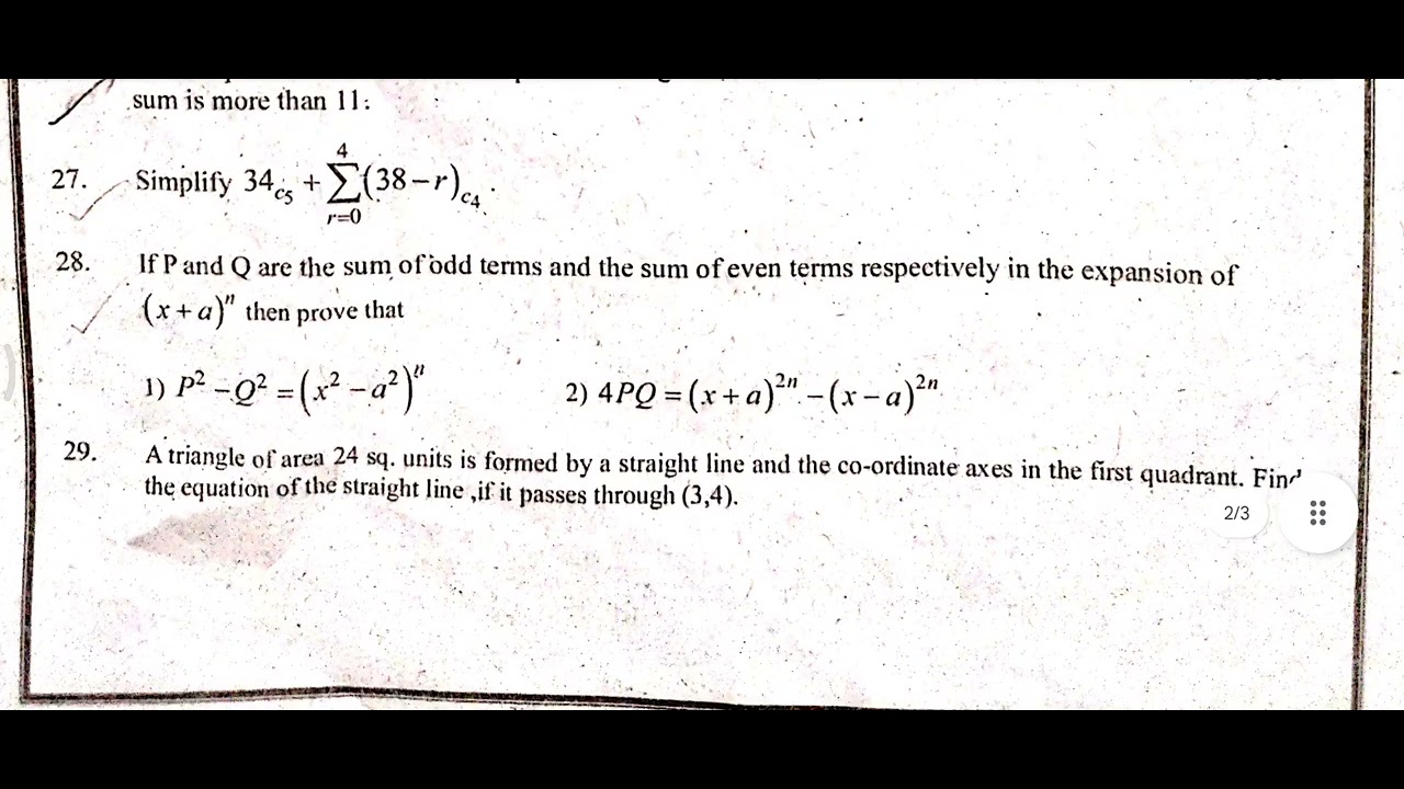 AP inter 1st year Mathematics pre final-2 exam paper 