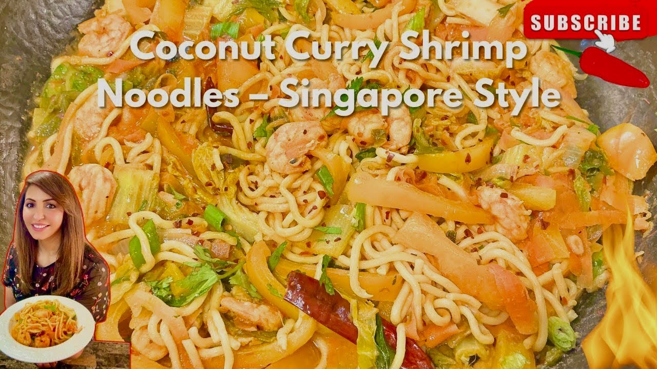 🌶️🦐 Coconut Curry Shrimp Noodles Singapore Style 🍜🥥 #shortscooking #easyrecipe #shortfeed #live