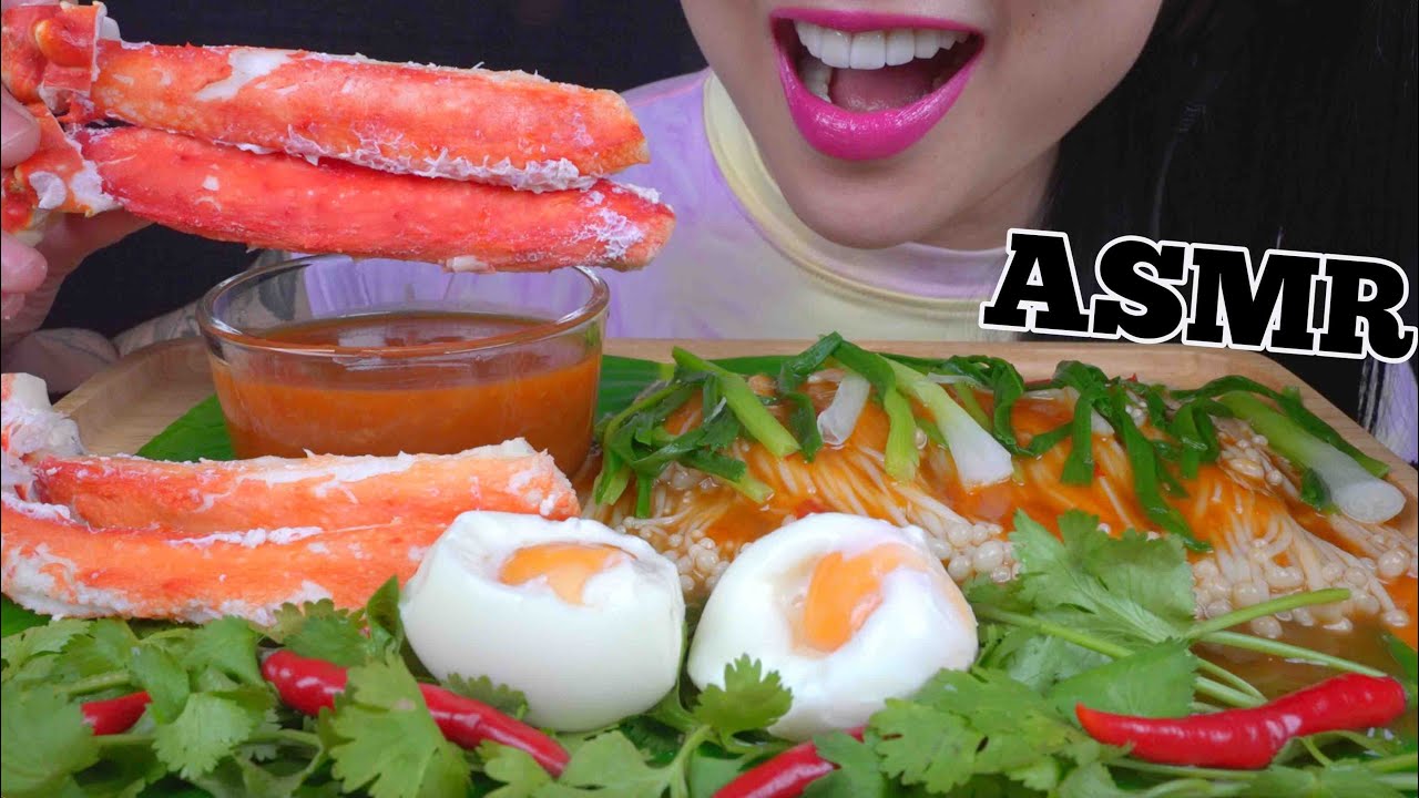 ASMR KING CRAB + ENOKI MUSHROOMS + SUKIYAKI DIPPING SAUCE (EATING SOUNDS) NO TALKING | SAS-ASMR