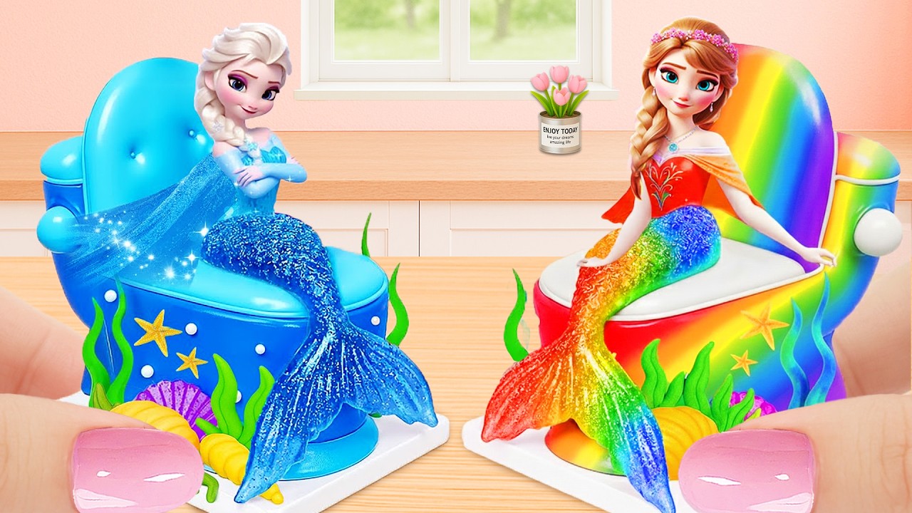 Frozen Blue vs Rainbow Ocean Mermaid Cake 🧜&zwj;♀️🌈 Underwater Cake ASMR Challenge | Lily Little Cake