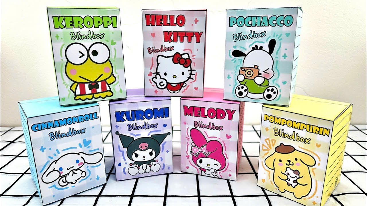 (💜 Paper DIY ❤️) Unboxing Blind box Sanrio Kuromi, Melody, Cinnamoroll 100$ | Asmr | Blindbag SANRIO