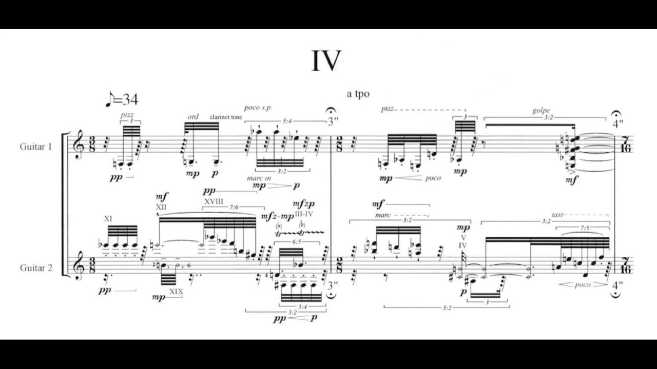 Brian Ferneyhough - no time (at all) for two guitars (2004) (with score)