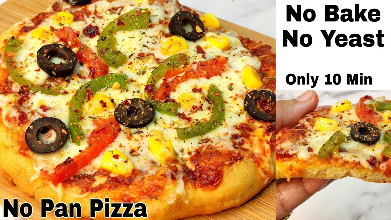 No Bake Pizza In 10 Mins Without Yeast, Oven | Easiest Pizza Ever | 10 मिनट मे पिज्जा बनाए बिना पकाए