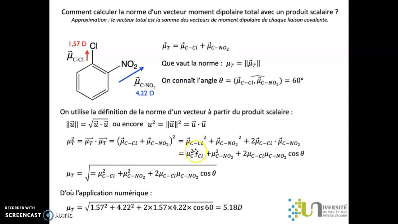 Moment dipolaire total - produit scalaire