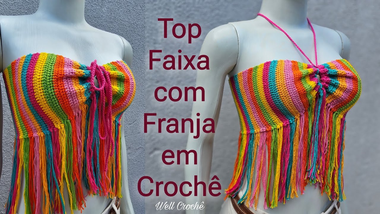Top Faixa com Franja em Crochê