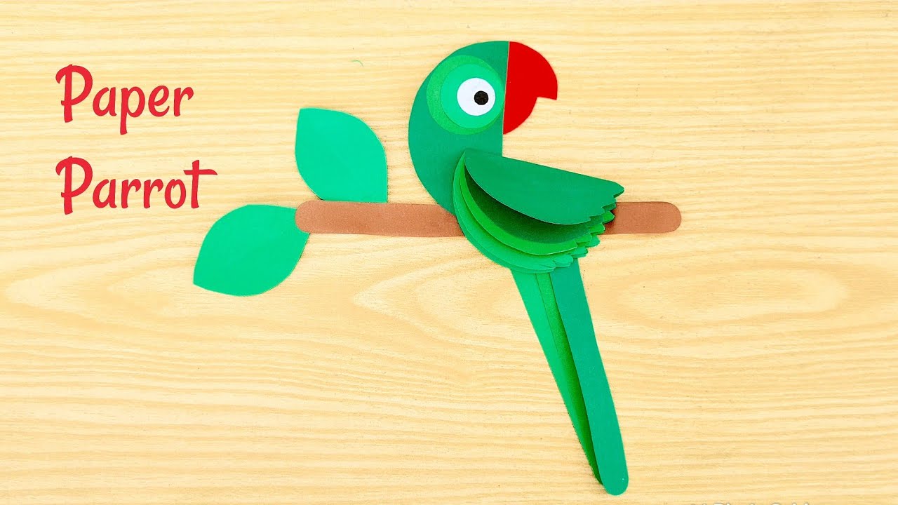 Easy Paper Parrot | How To Make Green Parrot | Paper Circle Craft | Diary Of Art