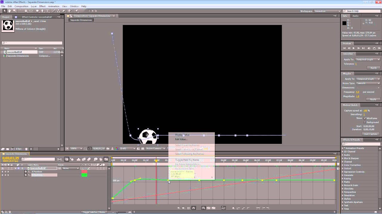 Using Separate Dimensions in After Effects to Create a Bouncing Ball