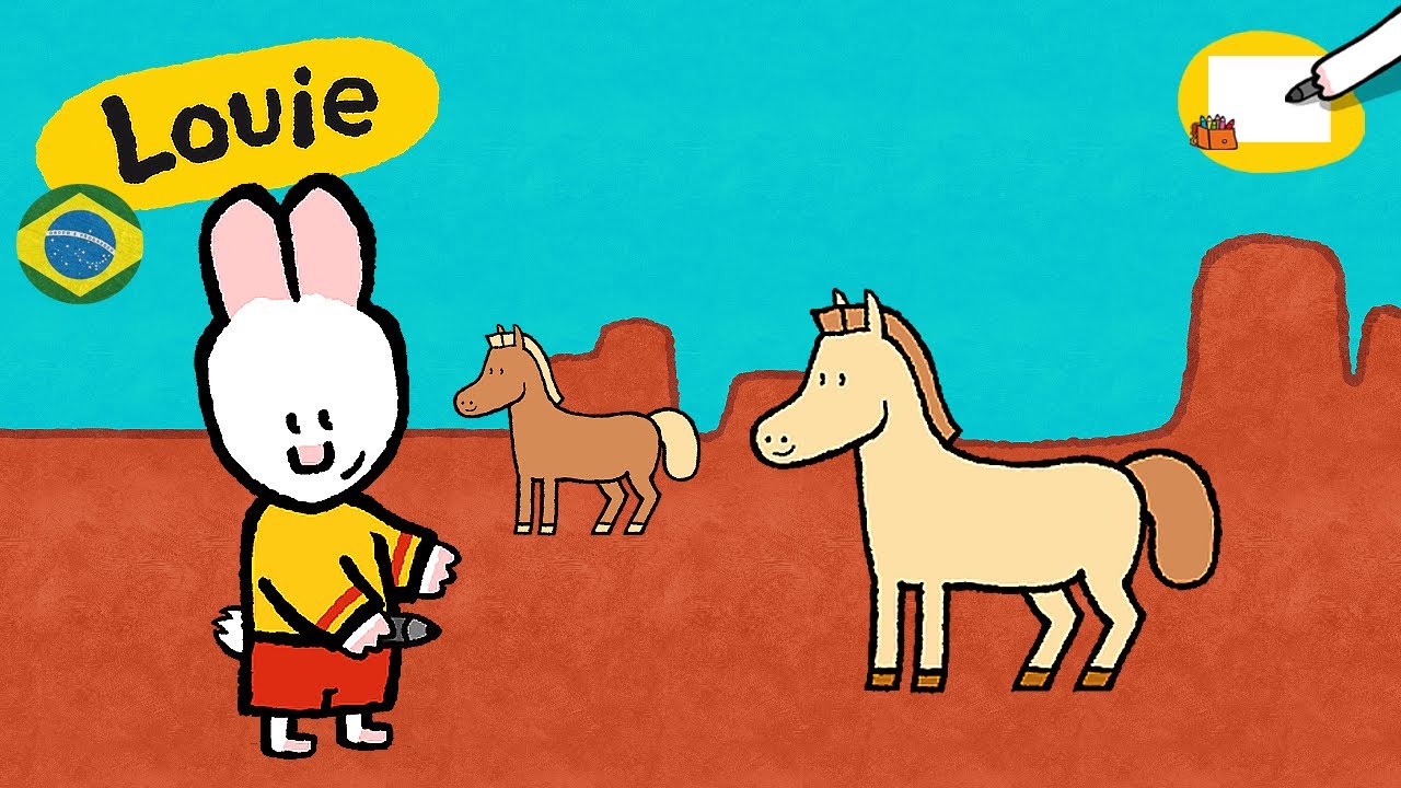Louie, desenhe me 🎨✐ Louie, desenhe um Cavalo ✐ | Desenhos animados para crianças