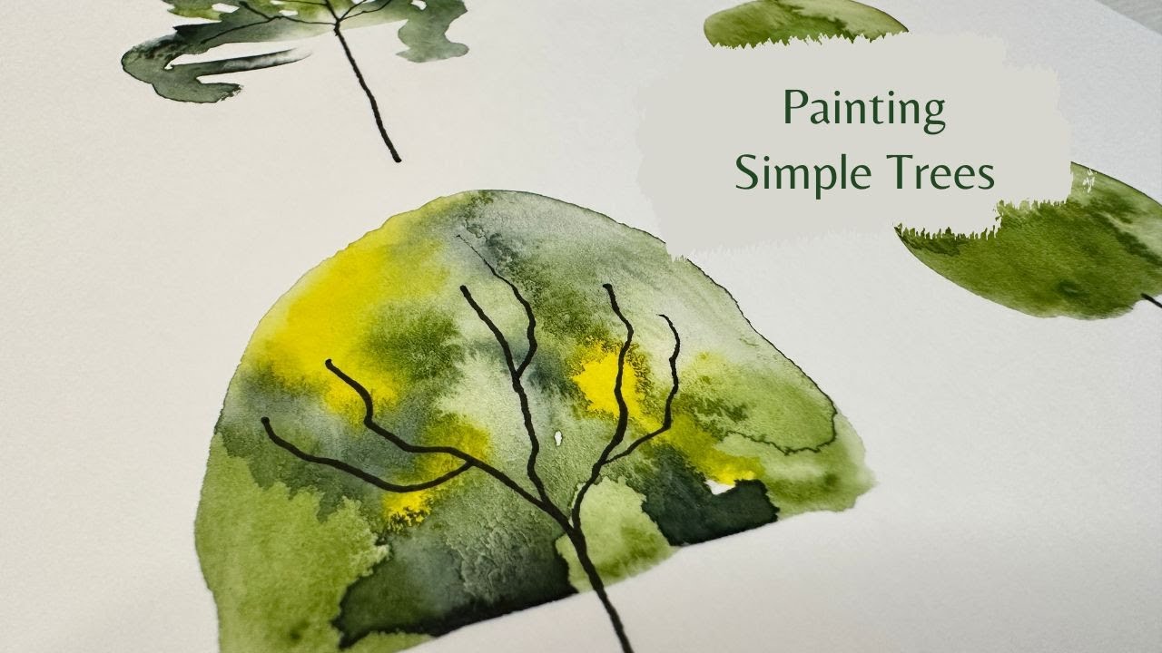 Easy Art Meditation- Painting Trees- Peaceful Music-Watercolors #watercolorpainting #easyart