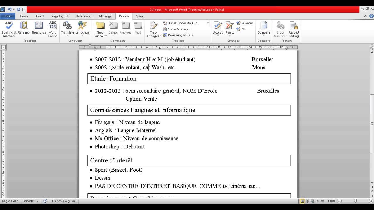 Comment Rediger Un CV