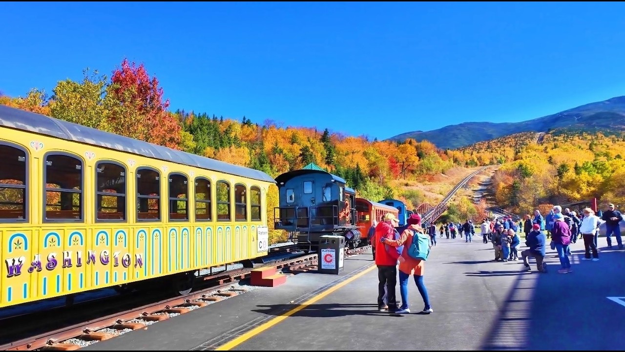 Mount Washington Cog Railway Fall Foliage Train in New England 4K