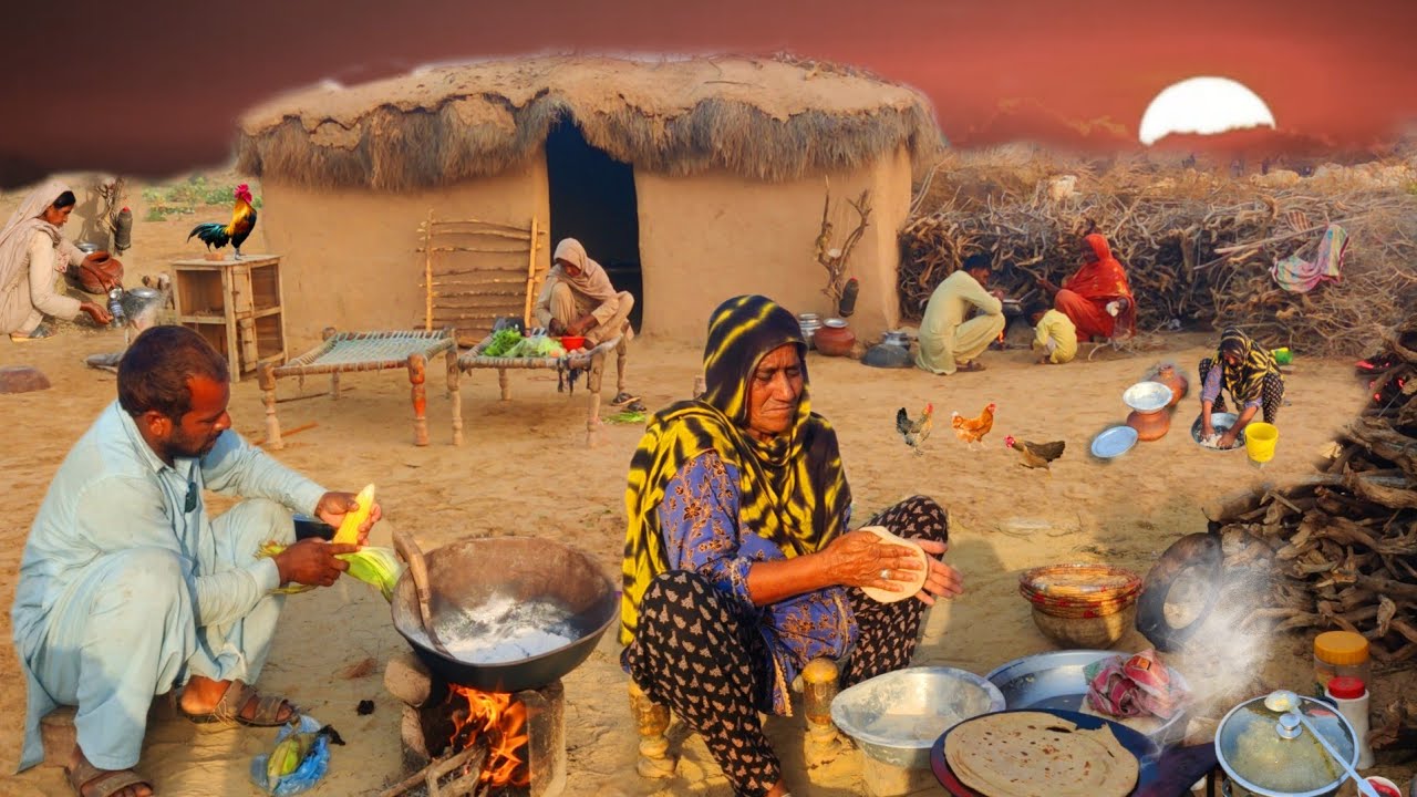 Desert Village Women Morning Routine | Simple Living | Traditional Cooking | Village Life Pakistan