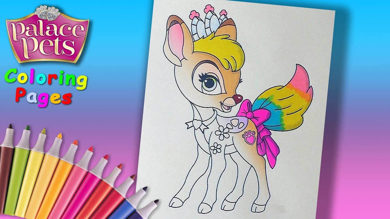 Palace Pets Speed Coloring for Kids. Deer Gleam Coloring Page for Girls