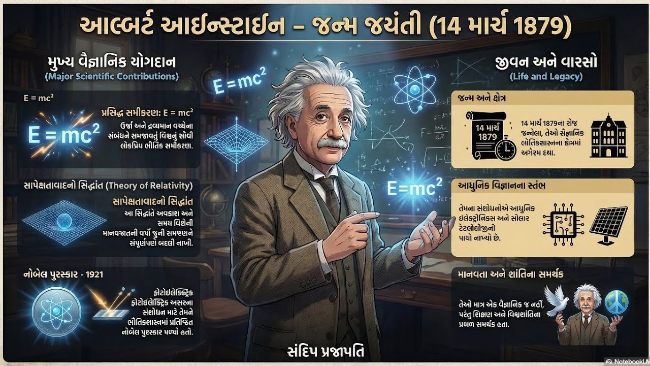 🧠 Albert Einstein || E=mc² || જન્મ જયંતિ || 14 માર્ચ || સાપેક્ષવાદનો સિદ્ધાંત || આલ્બર્ટ આઈન્સ્ટાઈન