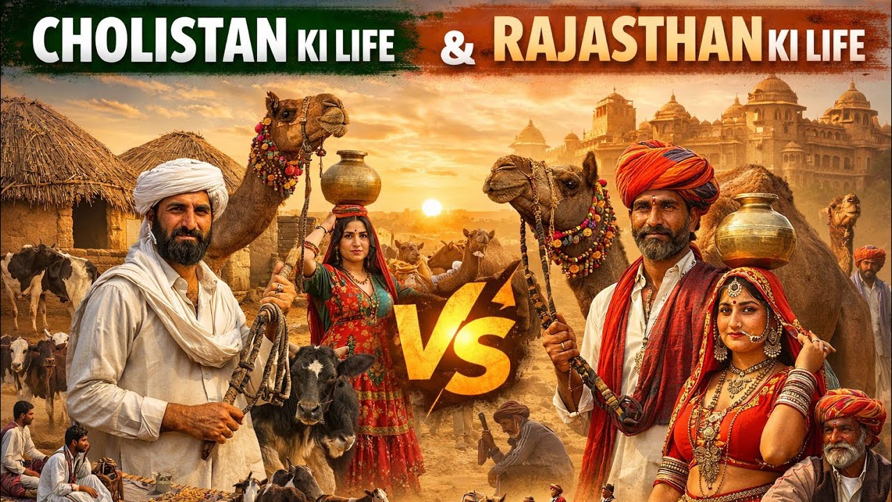 Pakistan 🇵🇰 cholistan ki life & Indian rajasthan ki life ma farq:// Both dizart sam life//:.........