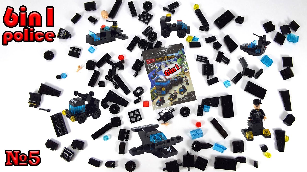 Building blocks 6 in 1, police set. Review, assembly, test. LEGO system.