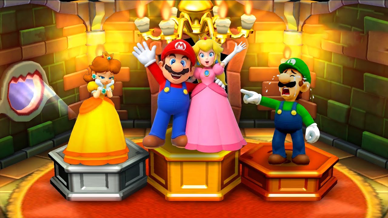 【マリオパーティ3DS】すべてのラッキーミニゲーム 誰が一番ラッキー？ピーチ VS デイジー VS マリオ VS ルイージ 4K UHD (2160P)