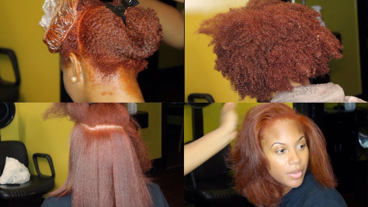 Cinnamon/Ginger dye on Natural 4B hair + Silk Press ❤