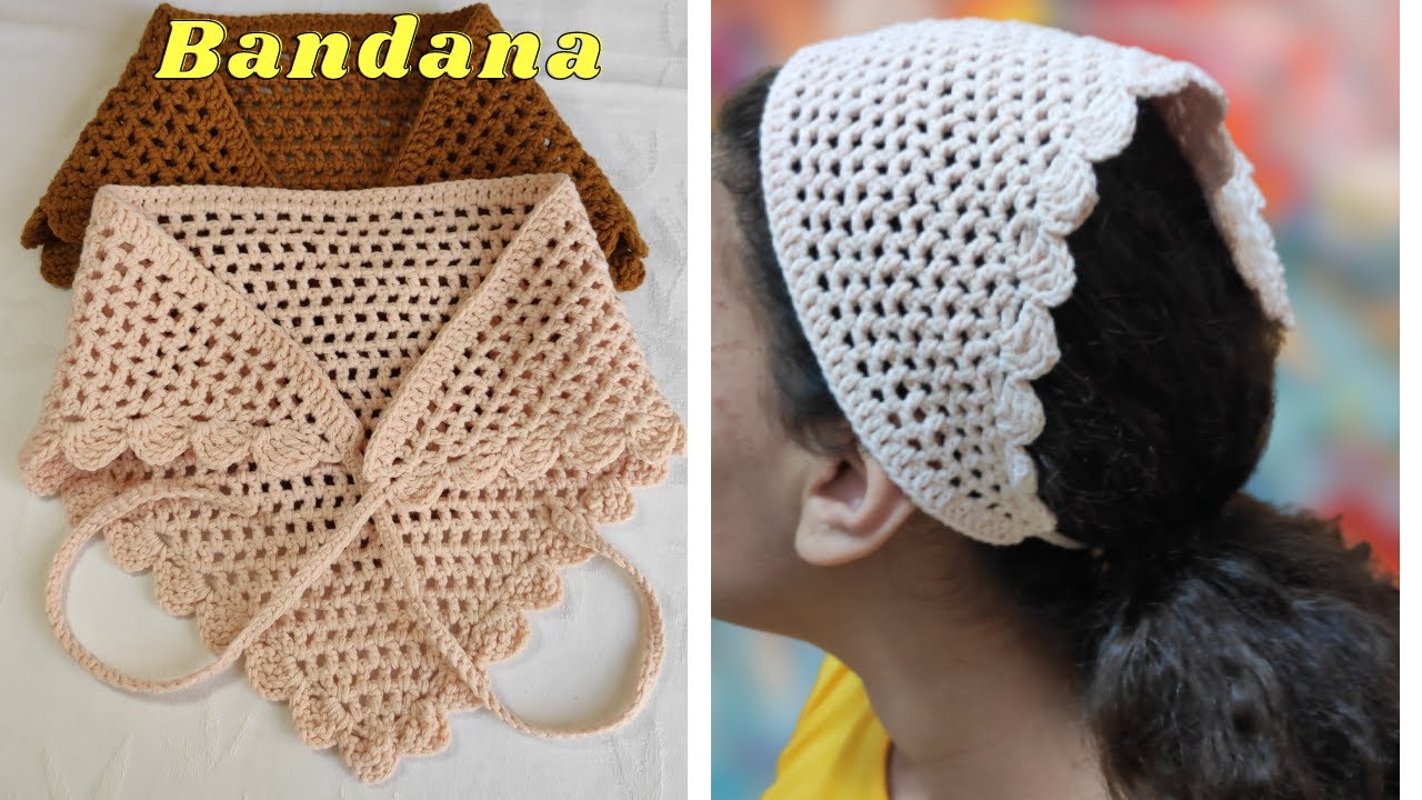HOW TO CROCHET A VERY EASY BANDANA, VERY BEGINNER FRIENDLY  CROCHET BANDANA TUTORIAL, ÖRGÜ BANDANA!