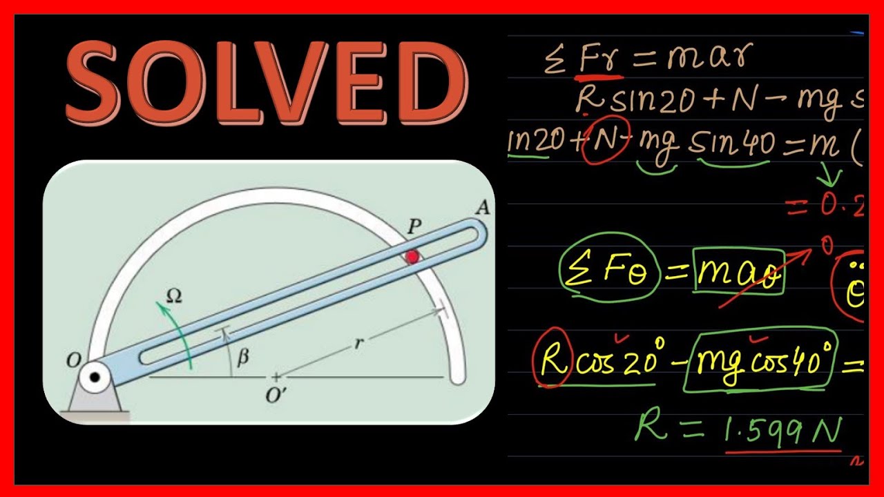 SOLUTION:A 0.2-kg particle P is constrained to move along the vertical-plane circular slot of radius