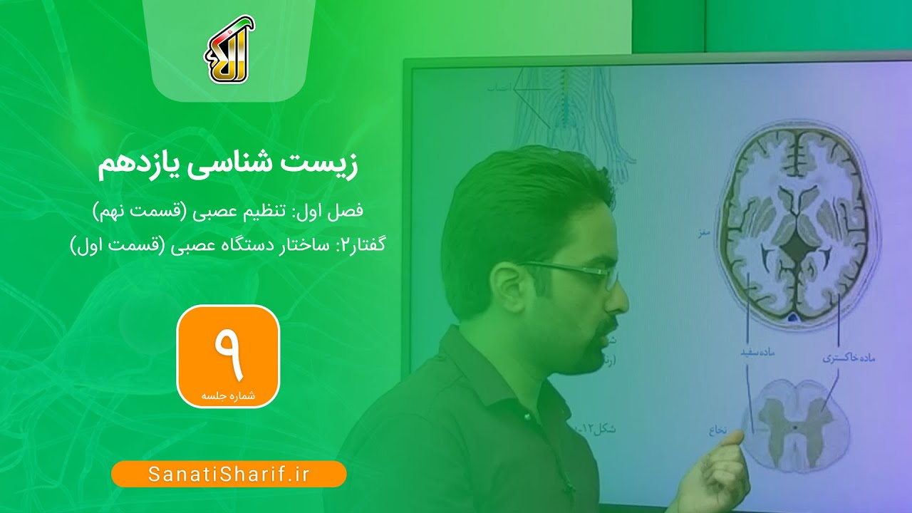 فیلم جلسه 9 - فصل اول: تنظیم عصبی (قسمت نهم)، گفتار2: ساختار دستگاه عصبی (قسمت اول)